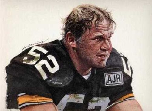 Center Mike Webster of the Pittsburgh Steelers looks on from the